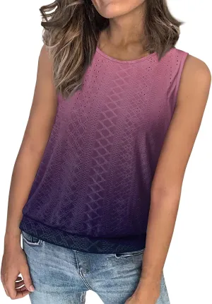 Tank Top for Women 2025 Summer Pleated Sleeveless Crewneck T Shirts Dressy Casual Beach Clothes Trendy Outfits
