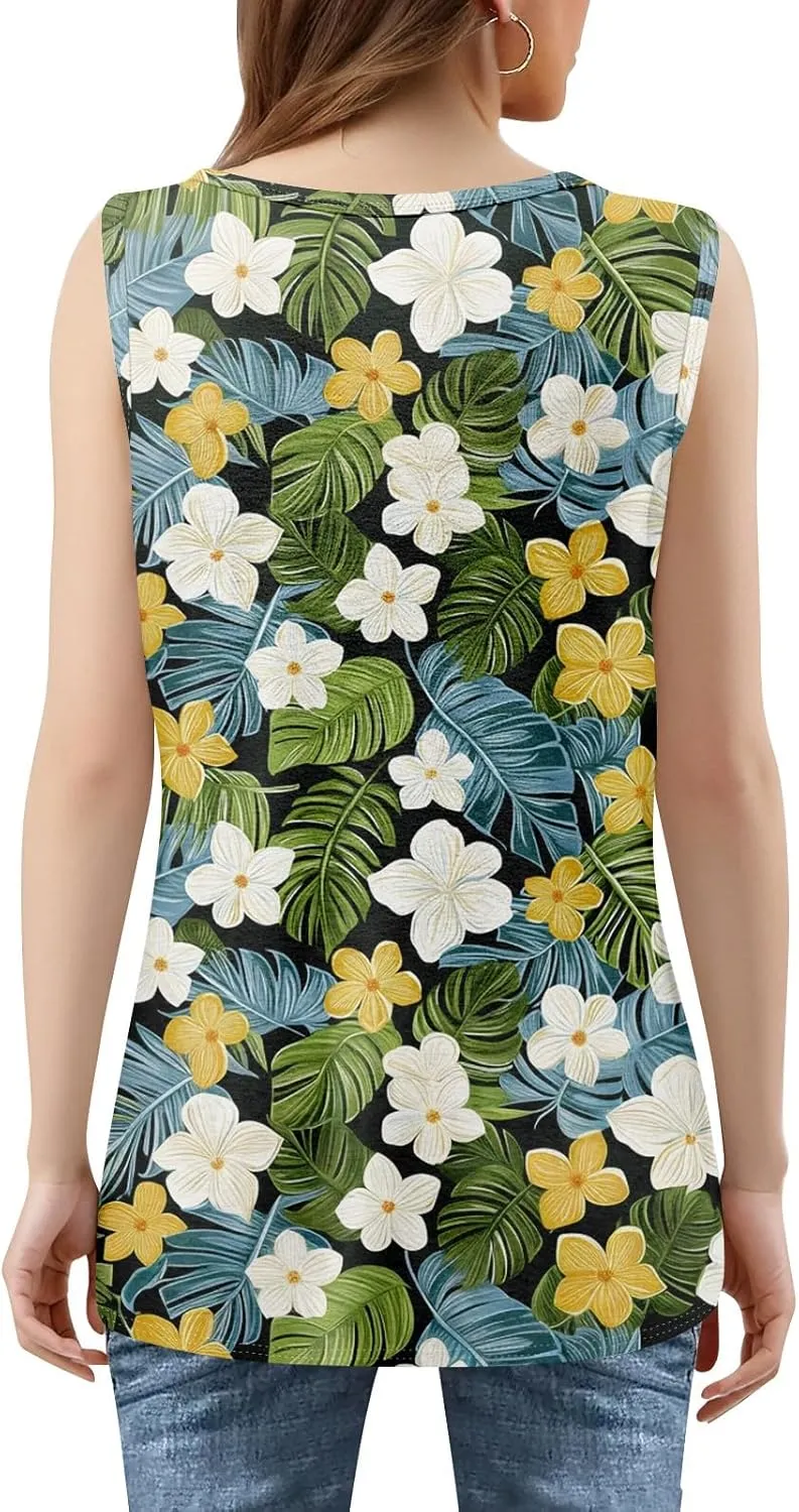 Tank Tops for Women 2025 Summer Outfits Loose Fit Pleated Square Neck Sleeveless Tops Casual Tunic Blouses