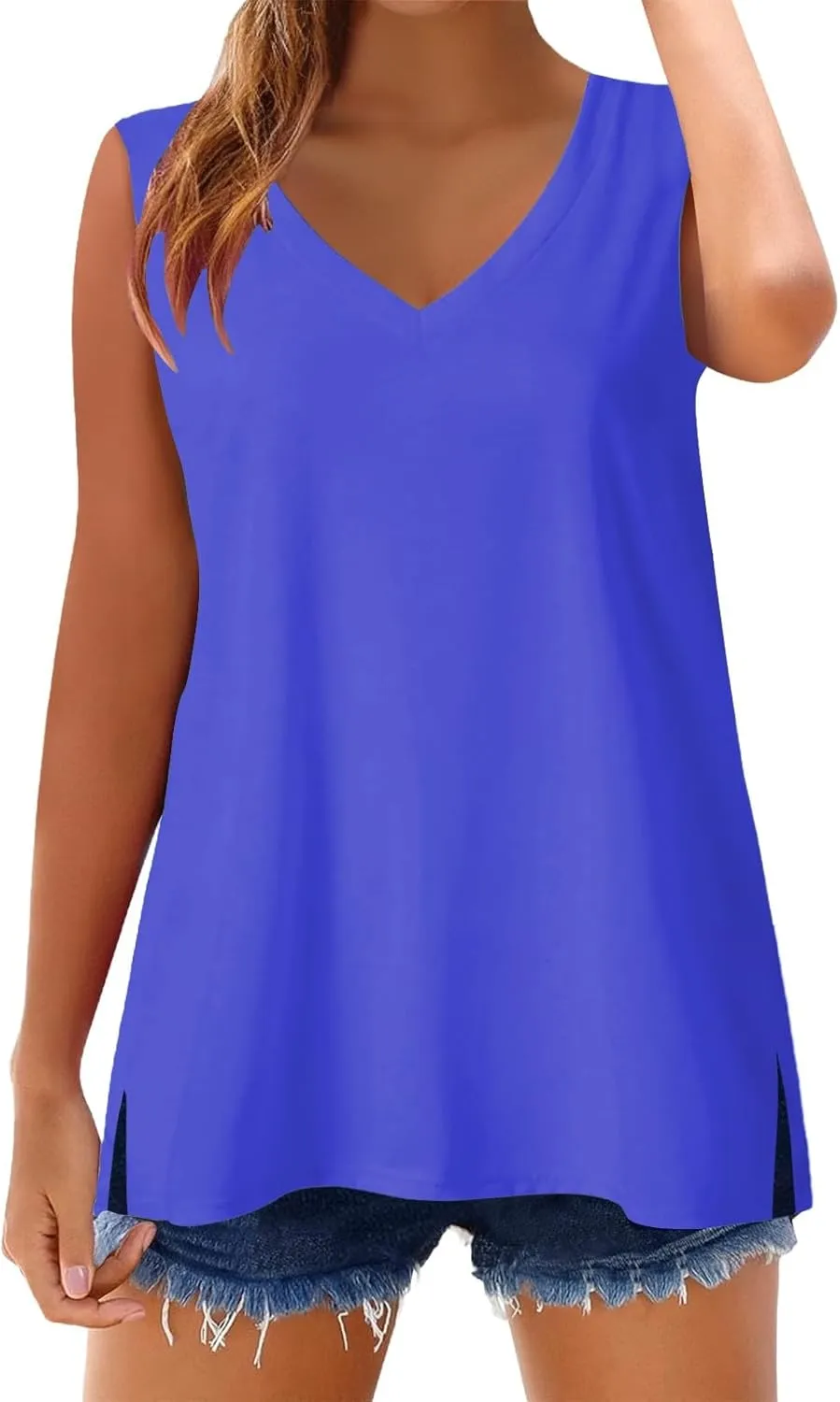 Tank Tops for Women 2025 Summer Sleeveless V Neck Blouses Plus Size Cotton Shirts Casual Vest Tops Beach Y2k Clothes