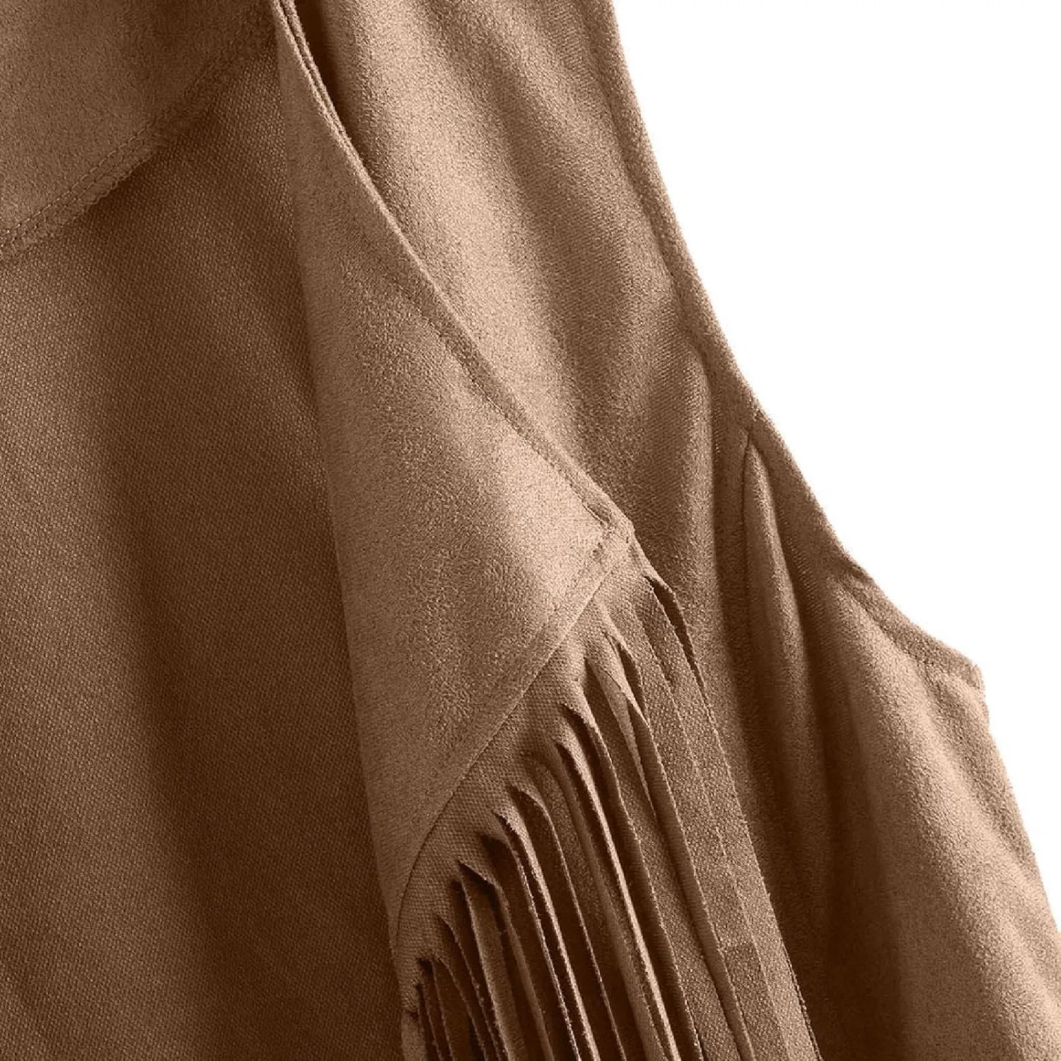 Tassel Sleeveless Vest for Women 70s Hippie Faux Suede Fringe Jacket Open Front Gilet Cardigan Vintage Boho Waistcoat