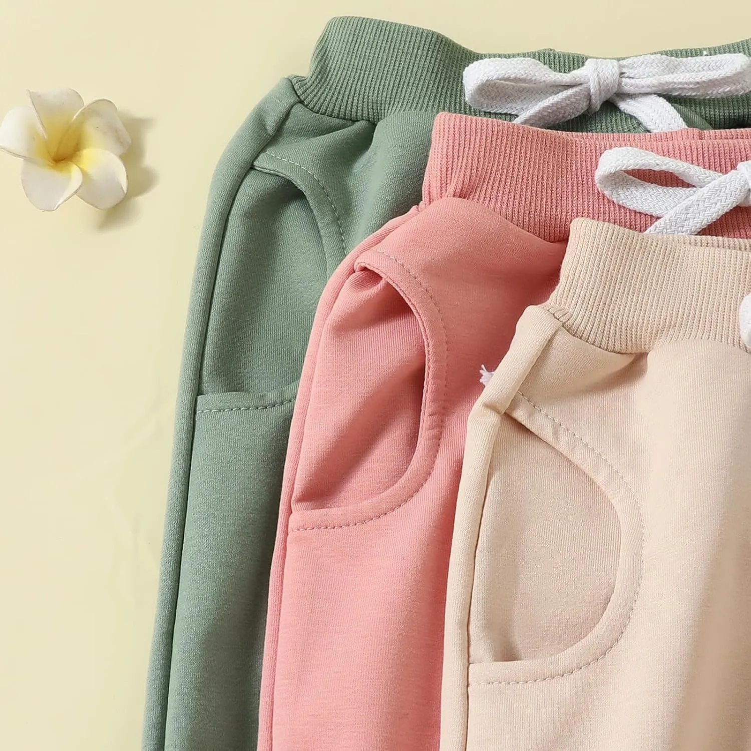 Toddler Baby Boys Girls Sweatpants 3 Pack Solid Color Elastic Waist Trousers Bottoms Casual Pants Multipacks Long Pants
