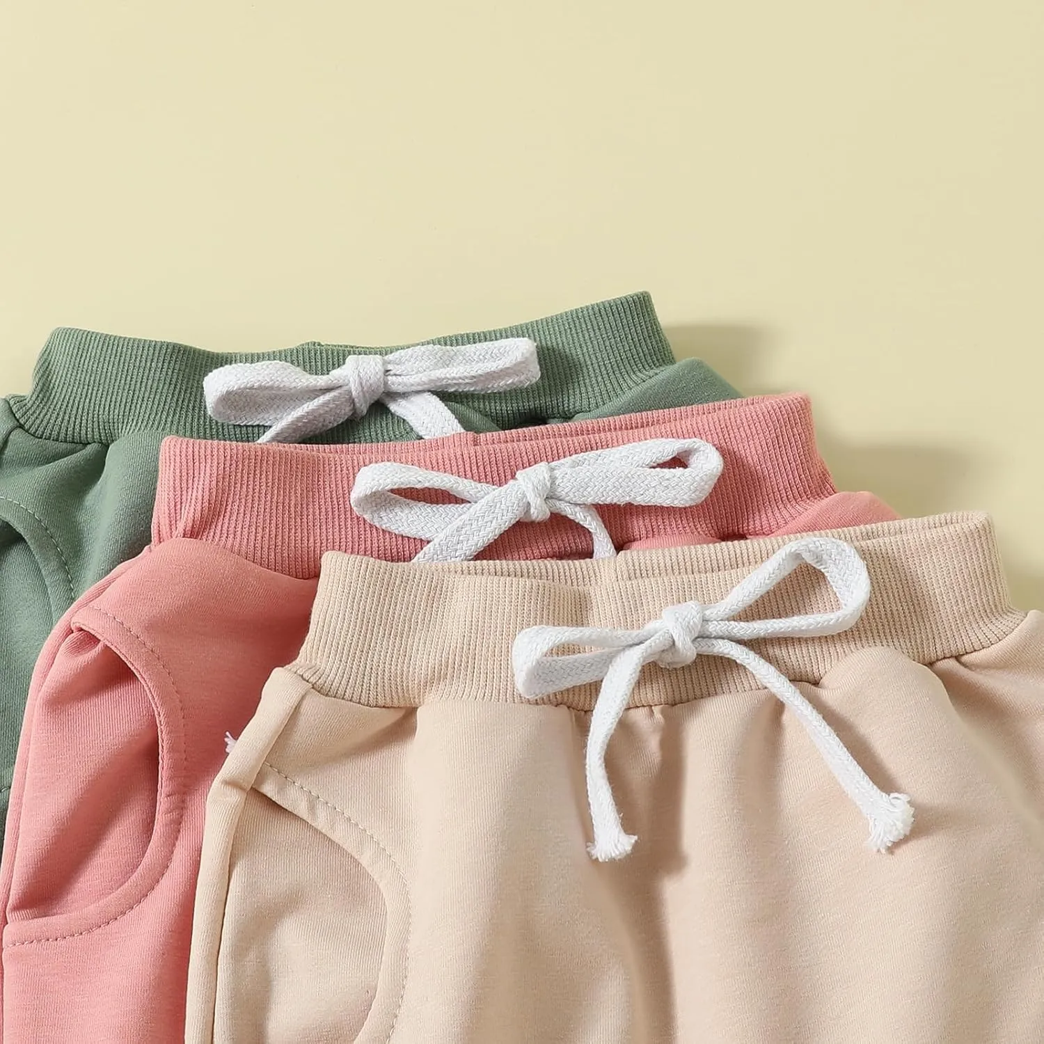 Toddler Baby Boys Girls Sweatpants 3 Pack Solid Color Elastic Waist Trousers Bottoms Casual Pants Multipacks Long Pants