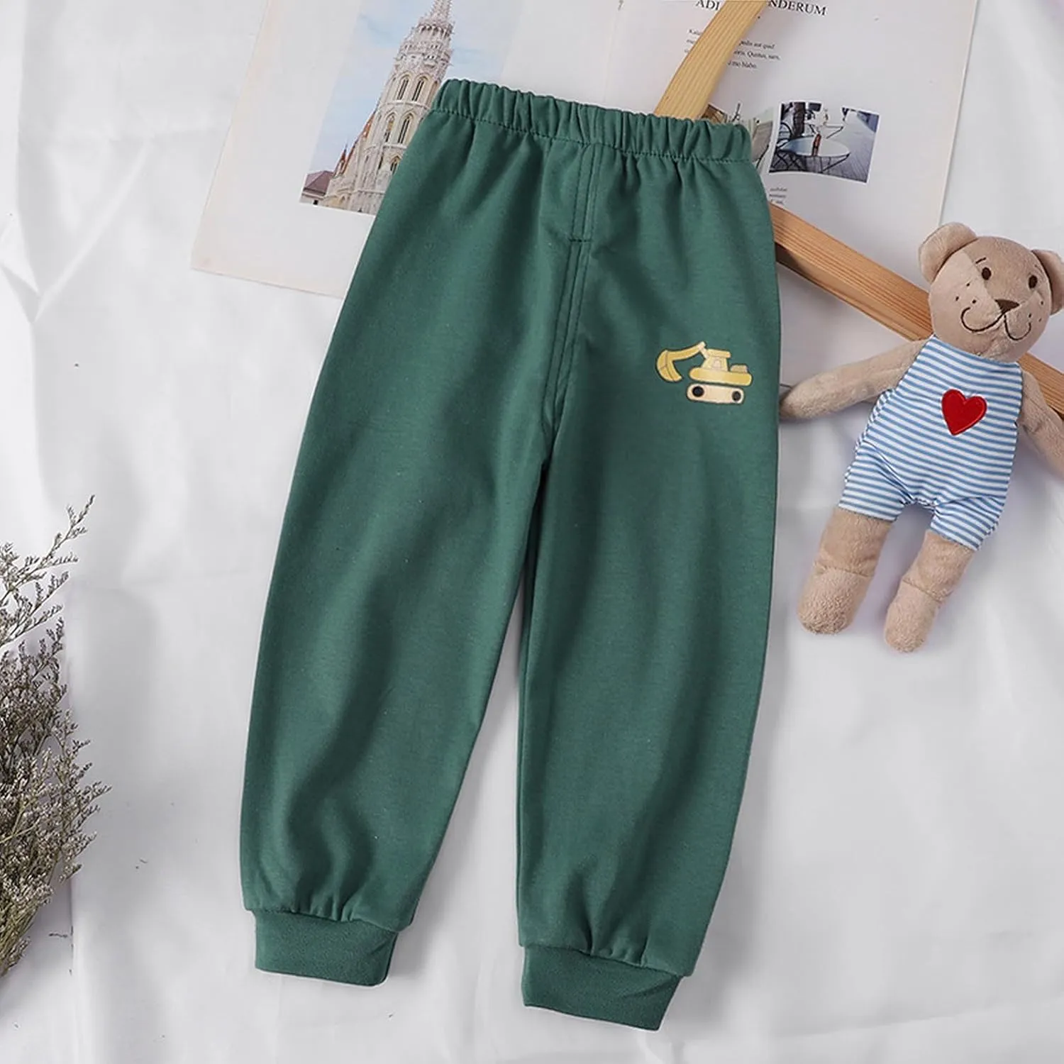 Toddler Boys Girls Cotton Sweatpants Solid Color Casual Bottoms Elastic Jogger Running Trousers for Kids Unisex