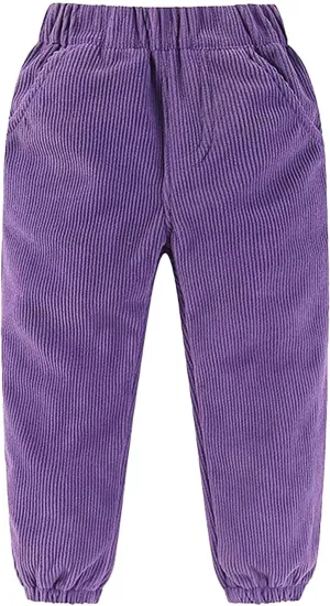 Toddler Boys Girls Kids Corduroy Sweatpants Elastic Waist Jogger Pants Unisex Solid Fall Winter Active Pants Bottoms