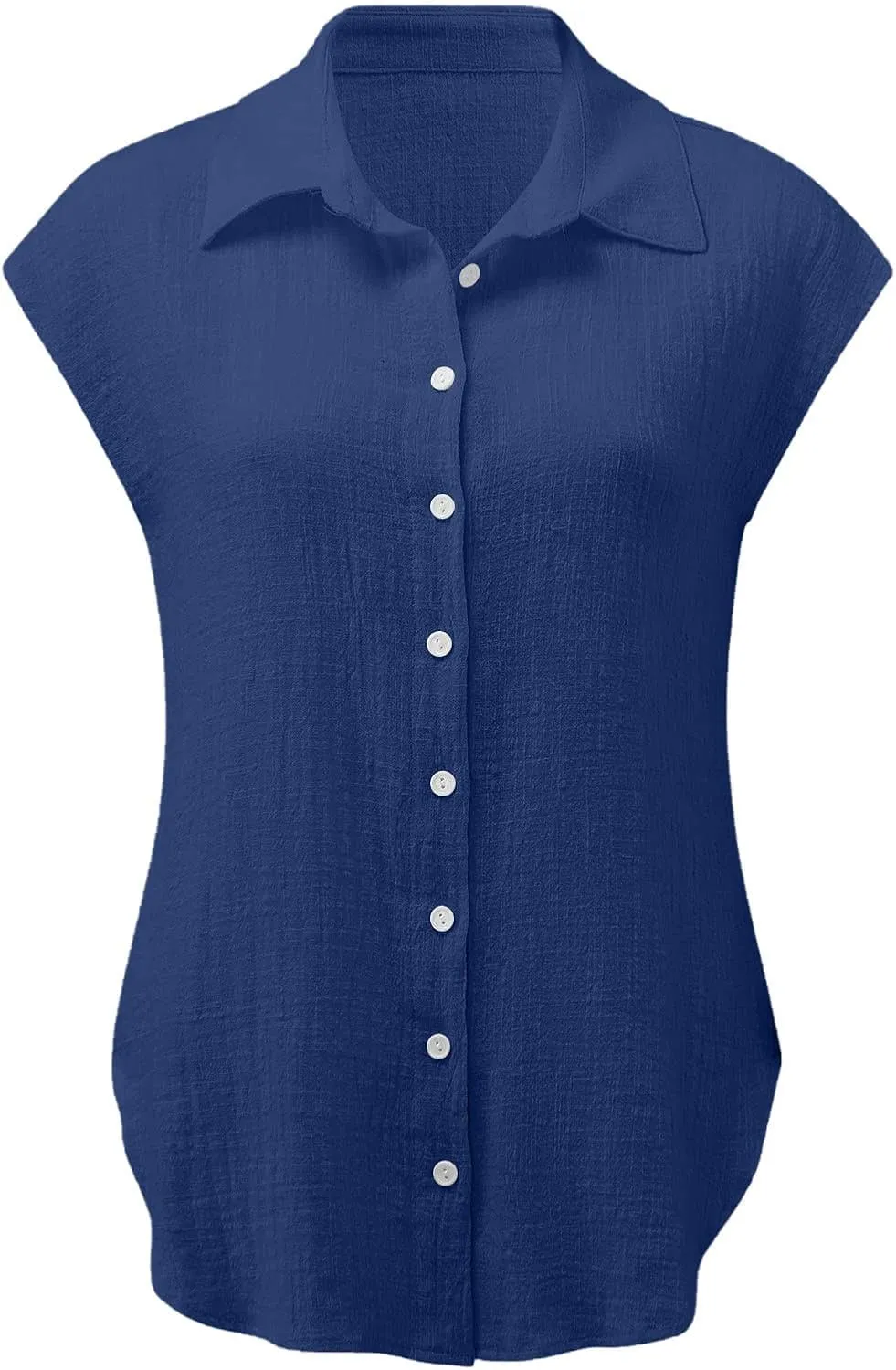 Tops for Women Casual Summer Comfy Linen Shirt Short Sleleve T-Shirts Button up Blouses Business Office Dressy Blouse
