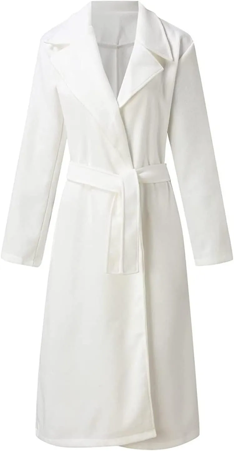 Trendy Fall Winter Overcoat Solid Plain Trench Coats Suit Cardigan Windbreaker Casual Oversized Woolen Coat for Women
