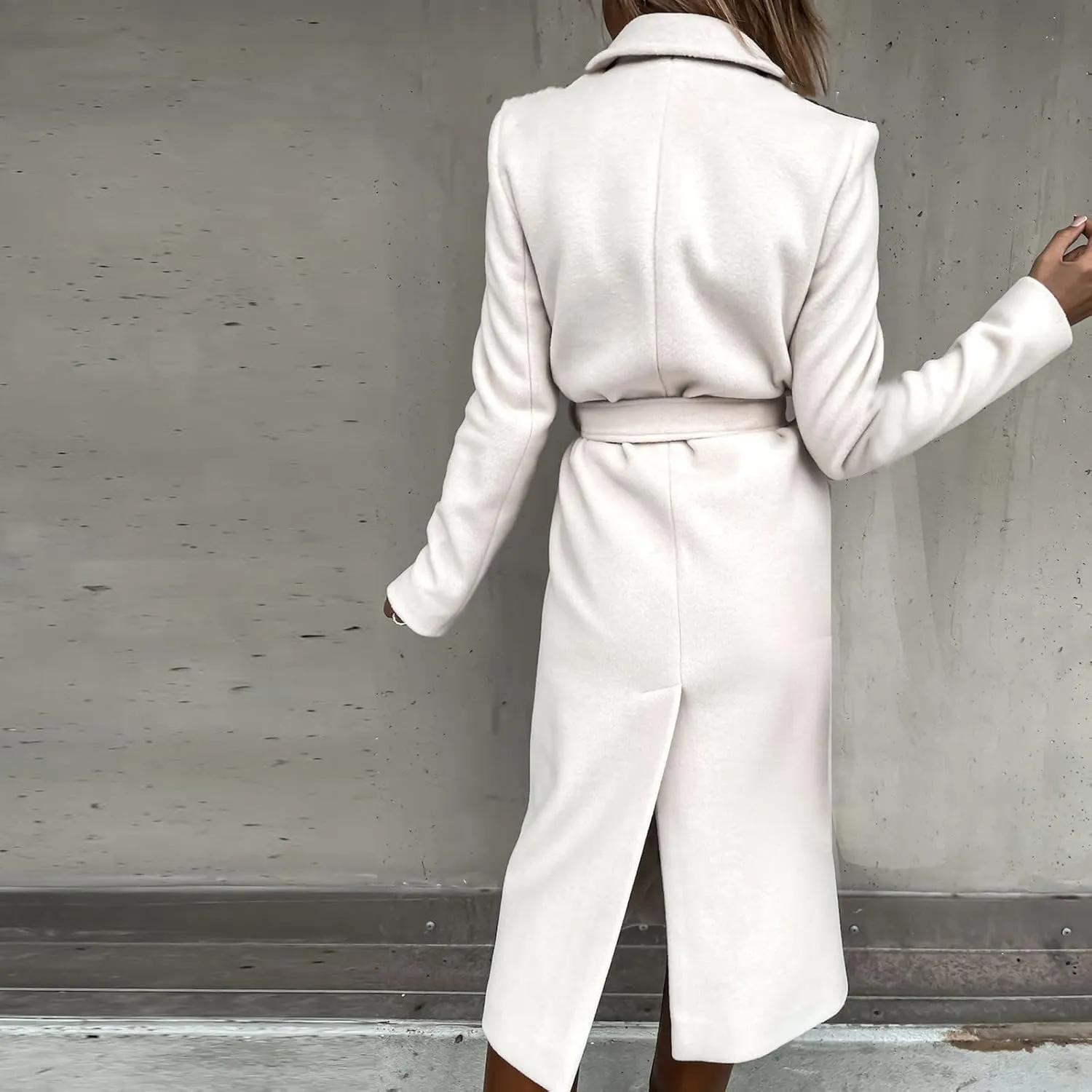 Trendy Fall Winter Overcoat Solid Plain Trench Coats Suit Cardigan Windbreaker Casual Oversized Woolen Coat for Women