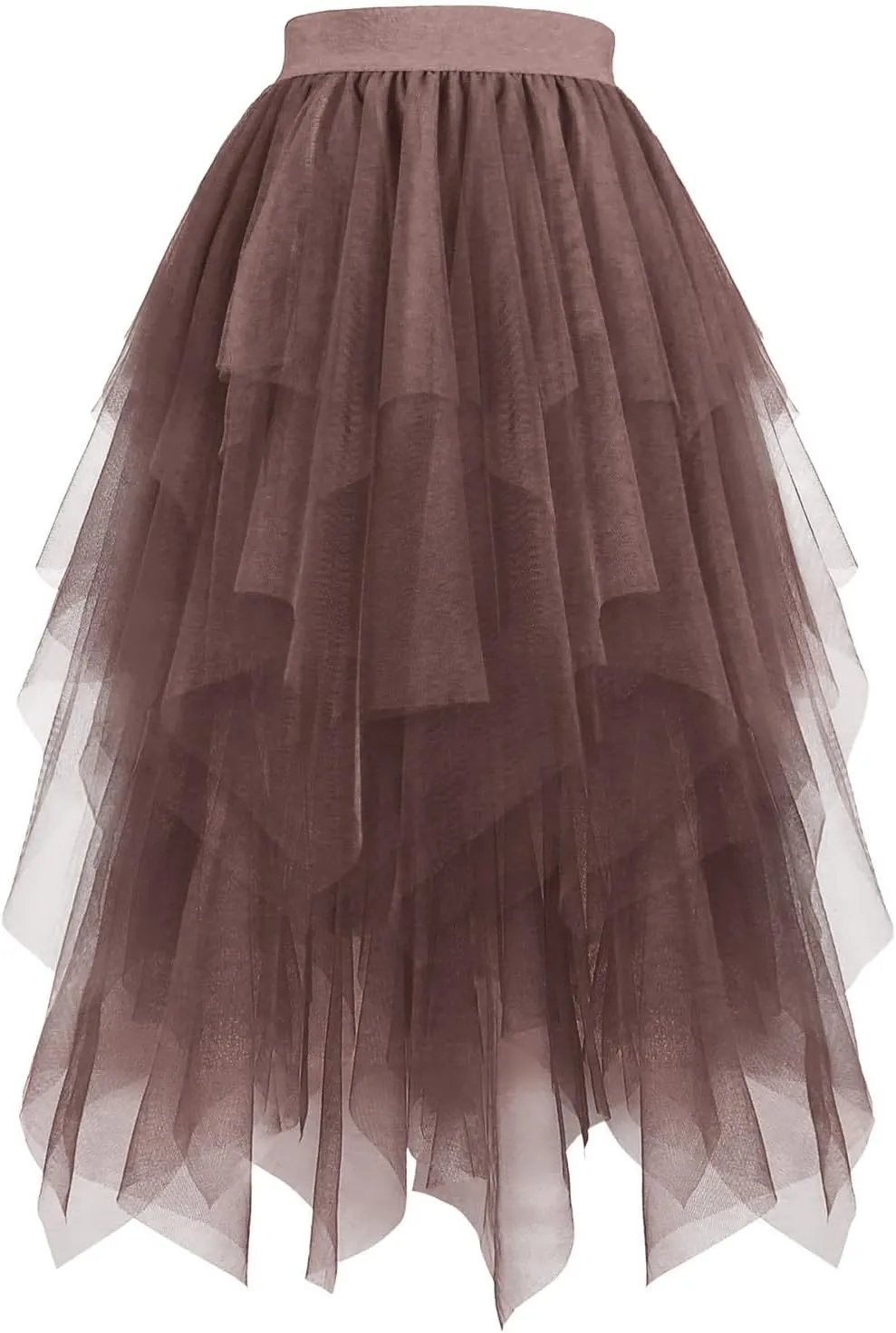 Tulle Skirts for Women Midi Mesh Dance Skirts Elastic Waist Flowy Ballet Skirts Mesh Layered A Line Fairy Skirt