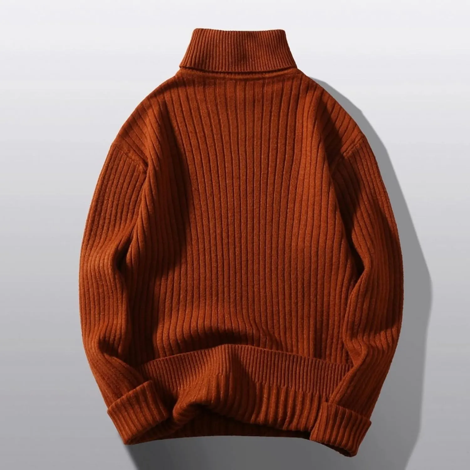 Turtleneck Sweaters for Men Twisted Knitted Tops Solid Color Pullover Tops Lightweight Jumper Casual Slim Fit Sweater