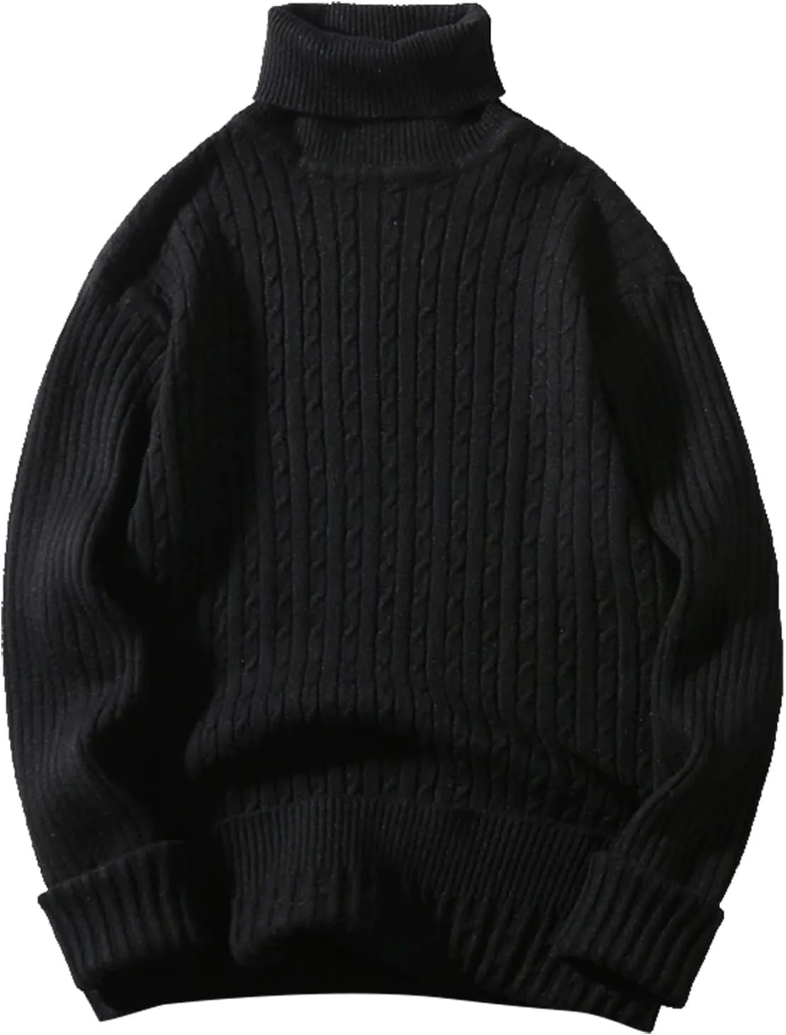 Turtleneck Sweaters for Men Twisted Knitted Tops Solid Color Pullover Tops Lightweight Jumper Casual Slim Fit Sweater