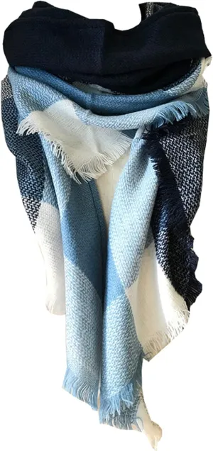 Wander Agio Womens Warm Long Shawl Winter Wraps Large Scarves Knit Cashmere Feel Plaid Triangle Scarf