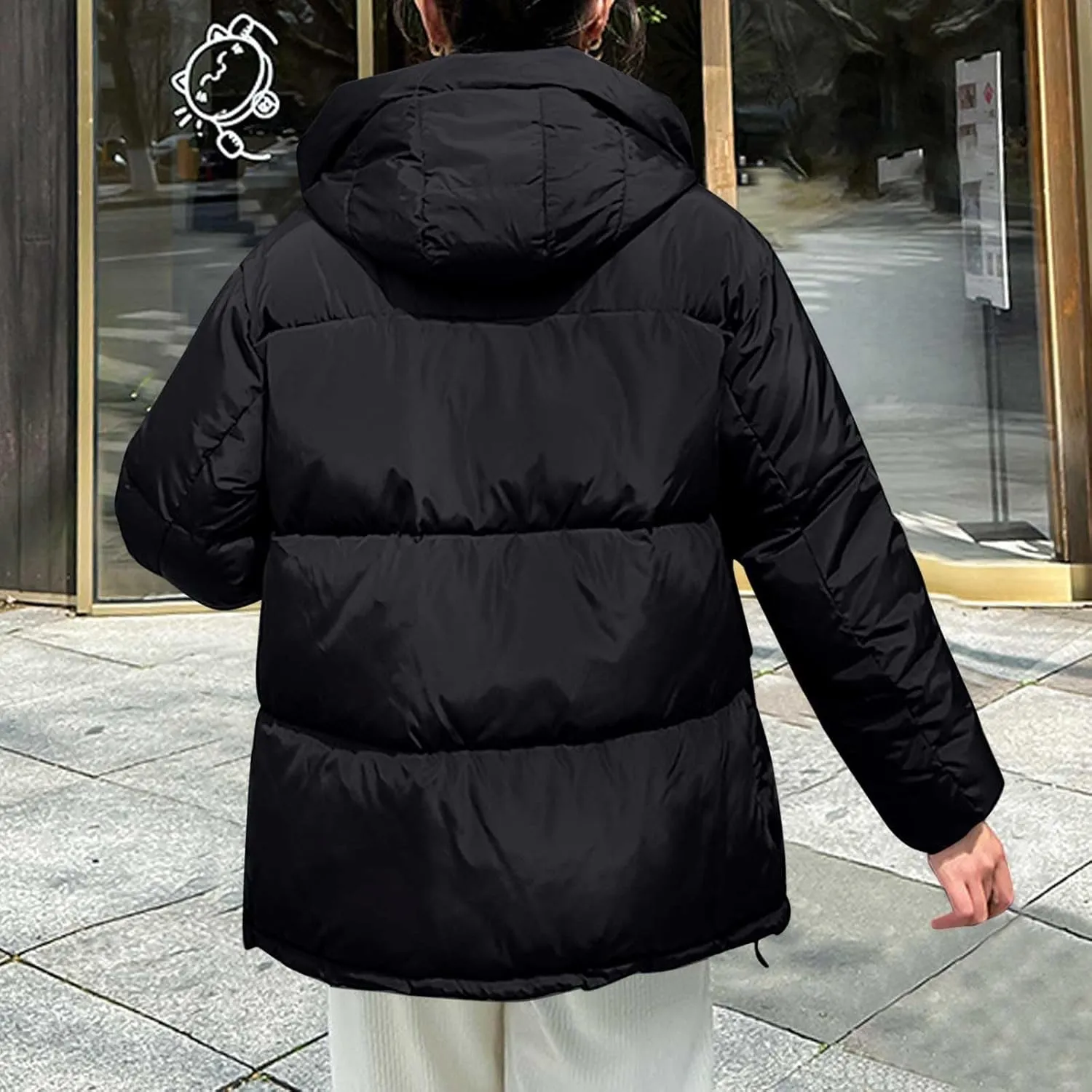 Warm Winter Coats for Women 2024 Trendy Loose Hooded Puffer Jacket Down Coat Puffy Wadded Jackets Overcoat