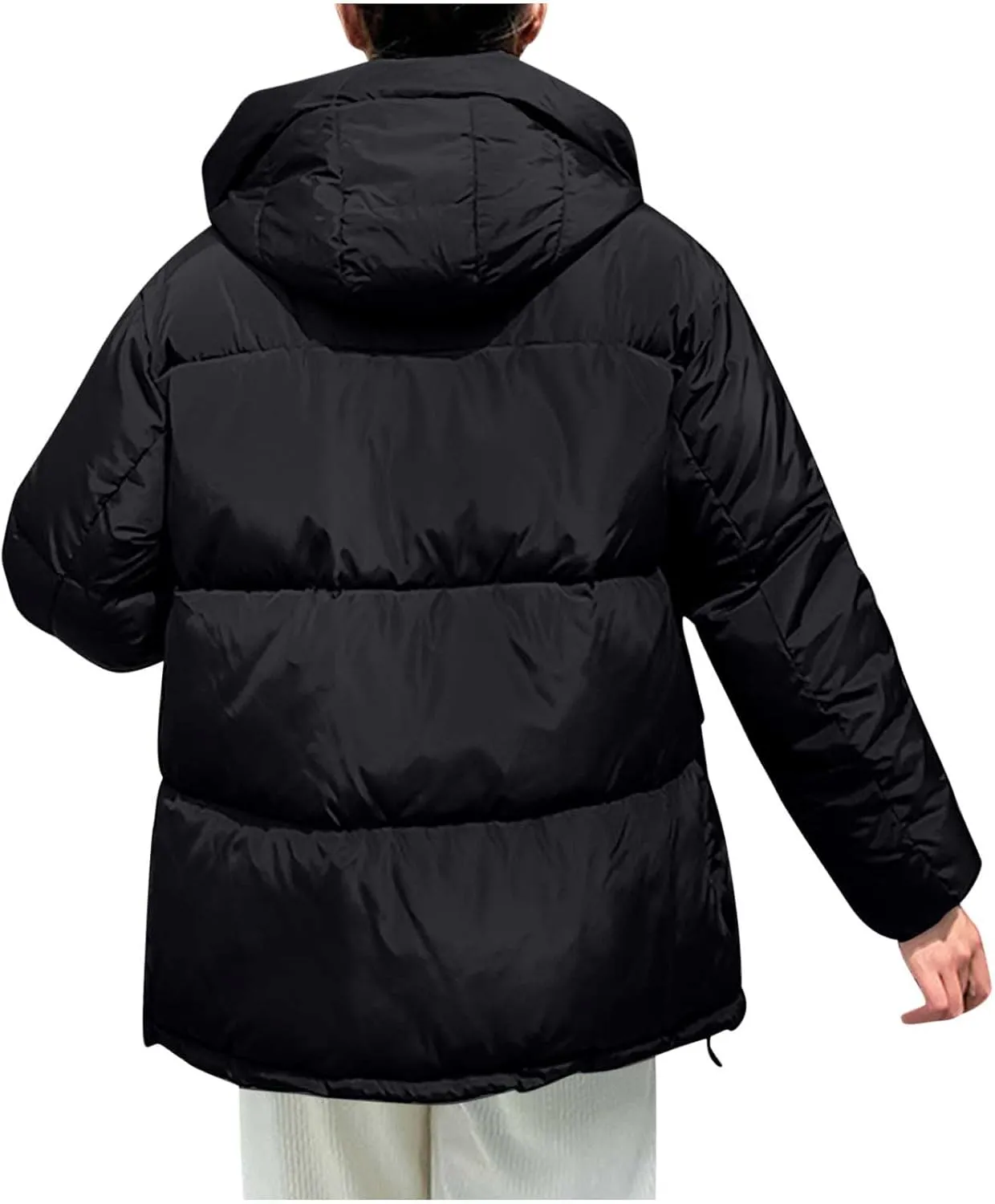 Warm Winter Coats for Women 2024 Trendy Loose Hooded Puffer Jacket Down Coat Puffy Wadded Jackets Overcoat