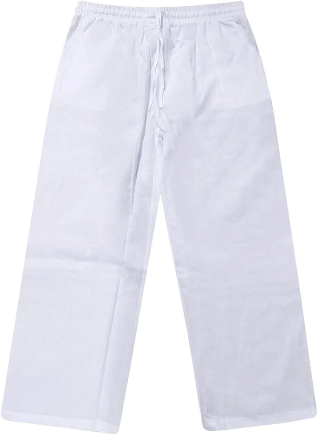 WENKOMG1 Cotton Linen Pants for Men Elastic Waist Drawstring Summer Casual Pajama Bottoms Lightweight Beach Pants