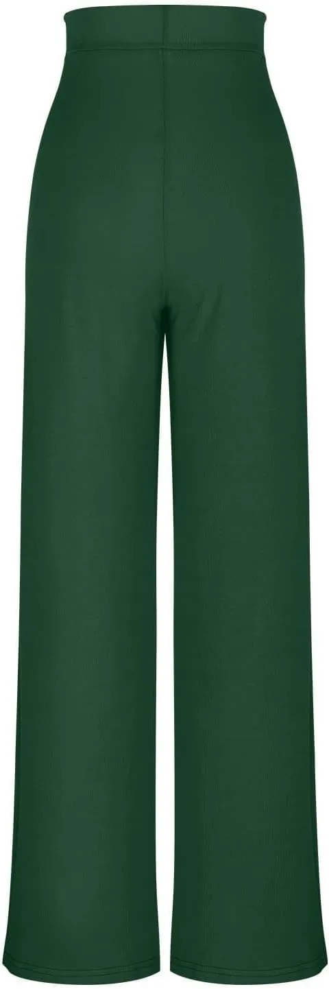 Wide Leg Yoag Pants for Women Slim Fit High Waisted Fleece Linen Leggings Tummy Control Soft Athletic Sweatpants