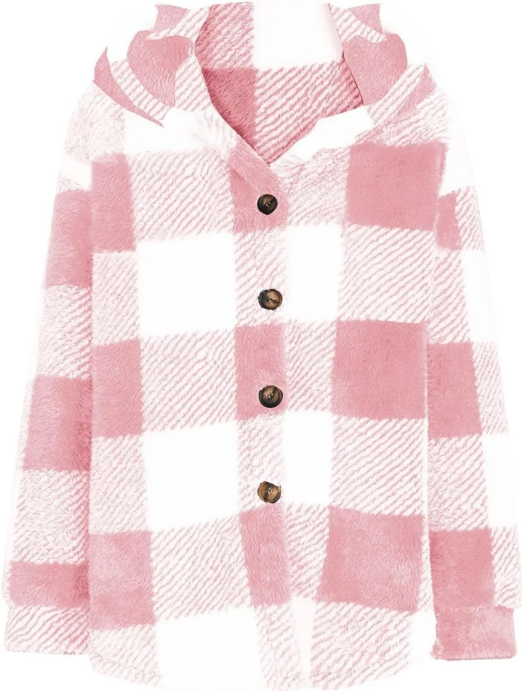Winter Fleece Jacket for Women Zip Up Stand Collar Coats with Pockets Fleece Jacket Hooded Long Sleeve Outerwear