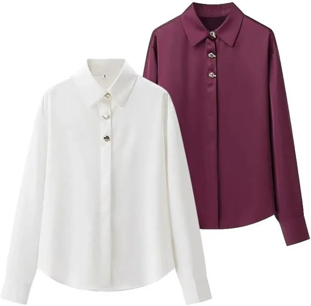 Woman Long Sleeved Shirt Slim Single Blouses
