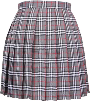Woman Skirts Pleated Skirt Plaid Pattern Mini Campus Skirt High Waist Knee Length Womens Summer Casual Skirt