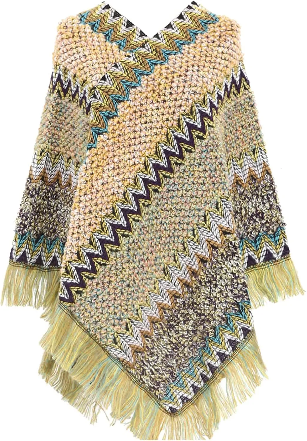 Women Boho Open Front Poncho Cape Pashmina Shawls Wrap Oversized Sweater Knitting Cardigan Blanket for Fall Winter