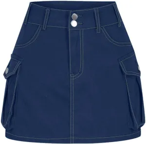 Women Casual Flap Pocket High Waist Straight Cargo Skirts Y2K Mini Skirts Solid Color Bodycon Skirts