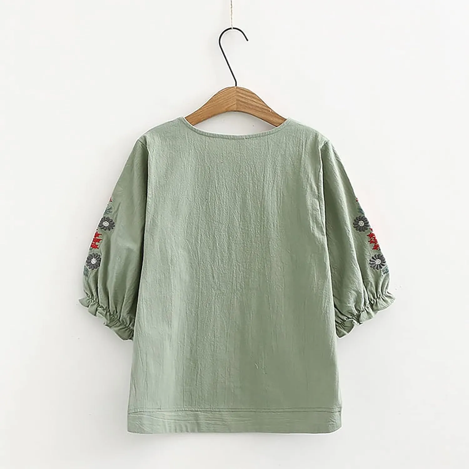 Women Cotton Linen Tops 2025 Summer Vintage Mexican Embroidered Blouse Plus Size Casual Fashion Loose Tunic Shirts