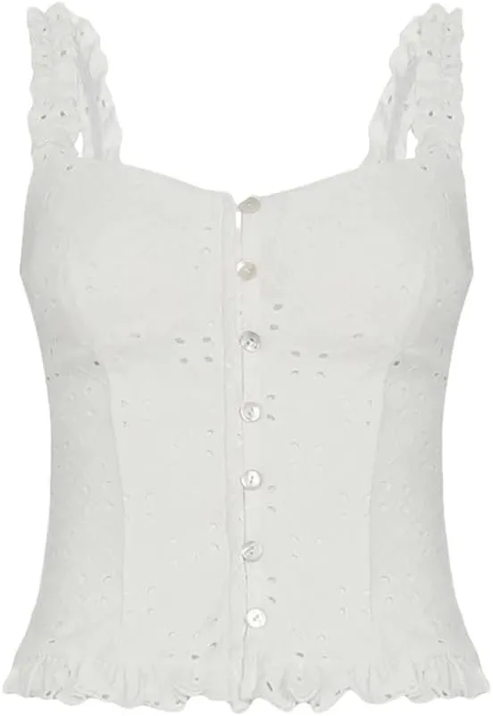 Women Holiday Hollow Out Camis Tops Beach Style Sexy Slim Slash Neck Sleeveless Tank Tops