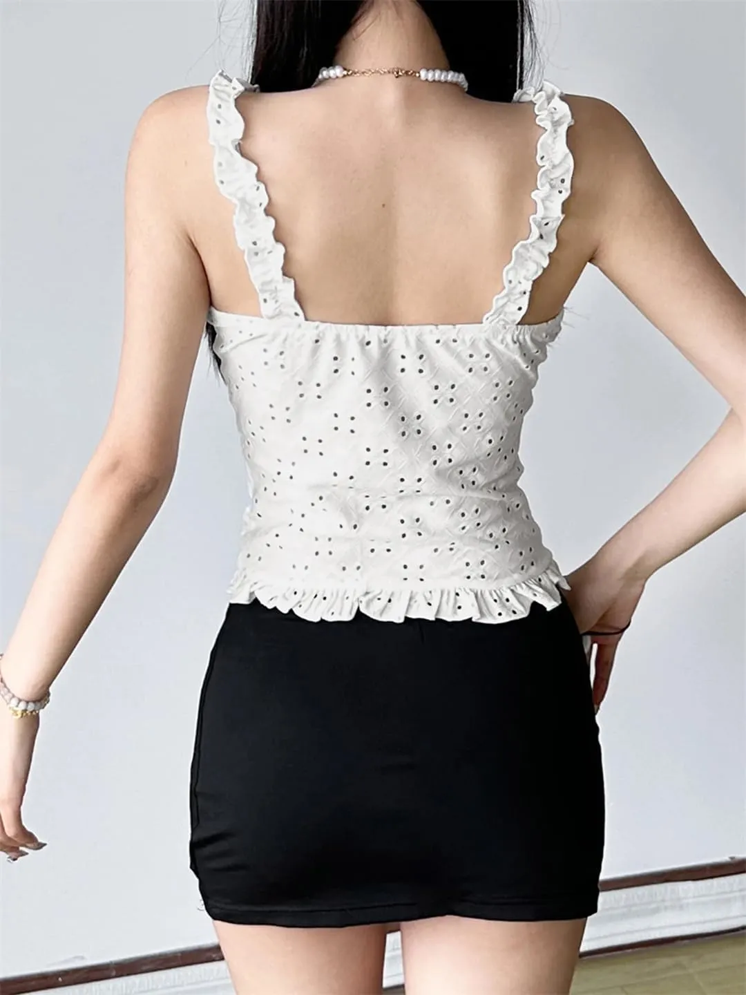 Women Holiday Hollow Out Camis Tops Beach Style Sexy Slim Slash Neck Sleeveless Tank Tops