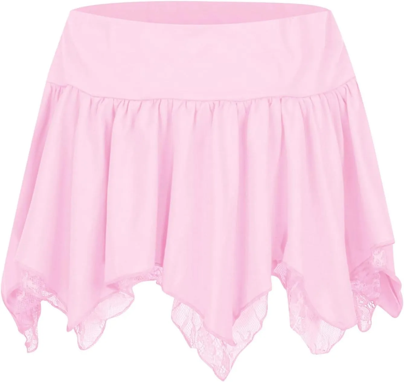 Women Lace Mini Skirt Y2K Ruffle Low Waist Layered Pleated Flowy Skirt Irregular Flowy Summer Casual Mini Skirts