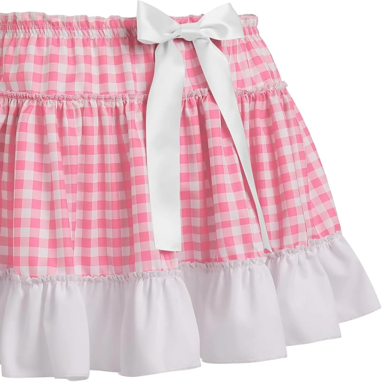 Women Men Sissy Plaid Mini Skirts Pleated Lace A Line Ruffle Short Skirts Gingham Halloween Cosplay Costume Skirts