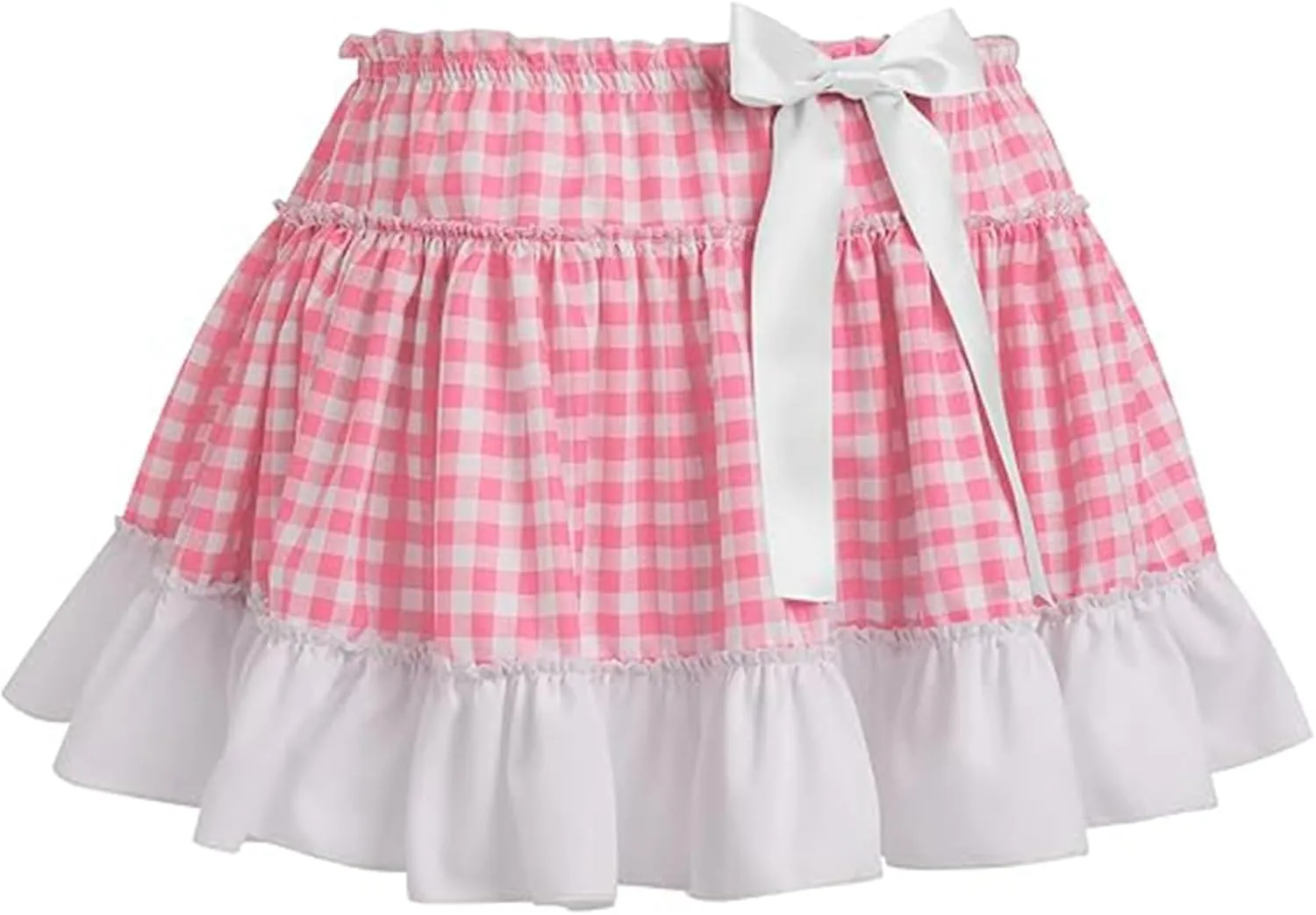 Women Men Sissy Plaid Mini Skirts Pleated Lace A Line Ruffle Short Skirts Gingham Halloween Cosplay Costume Skirts