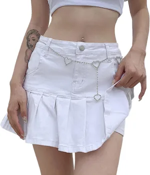 Women Mini Pleated Skirts Sexy Lace Patchwork Short Skirts High Waist Solid Color Goth A-line Skirts