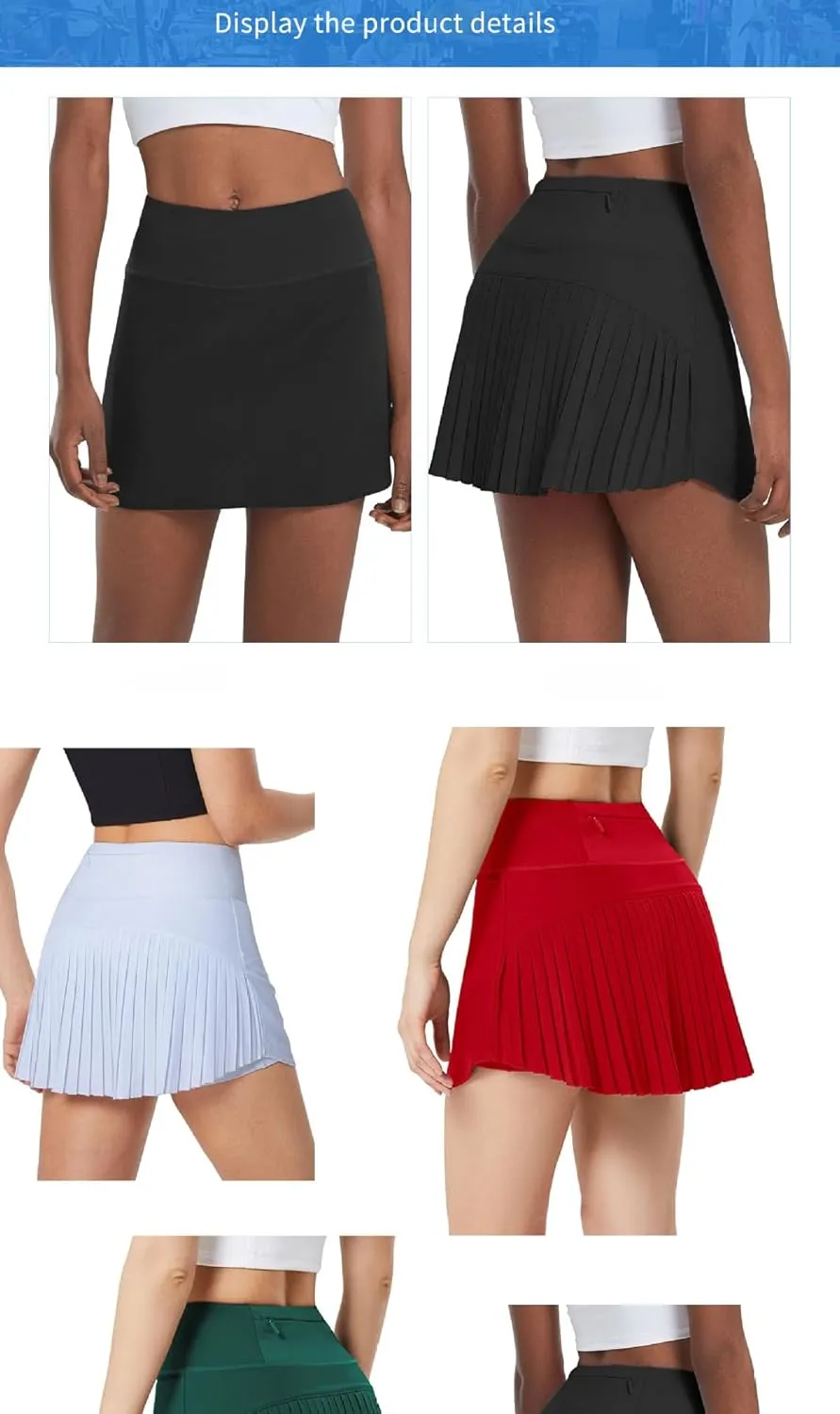 Women Pleated Tennis Skirts Athletic Running Mini Skirts with Shorts Pockets