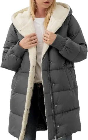 Women Puffer Jacket Fall Winter Fashion Warm Quilted Long Hooded Padded Bubble Hooded Coat Warm Long Jacket Parka