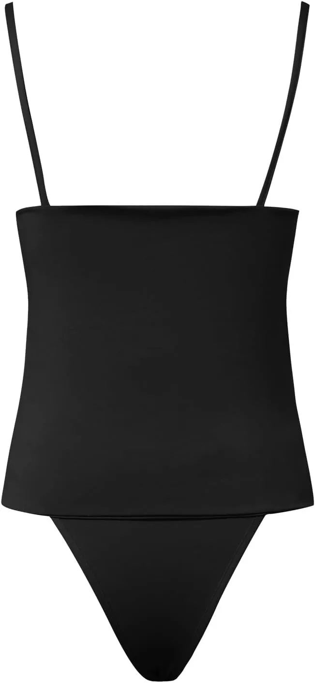 Women Sexy Square Neck Tank Top Summer Y2K Going Out Basic Cami Shirt with Brief Set Double Lined Sleeveless Camisoles