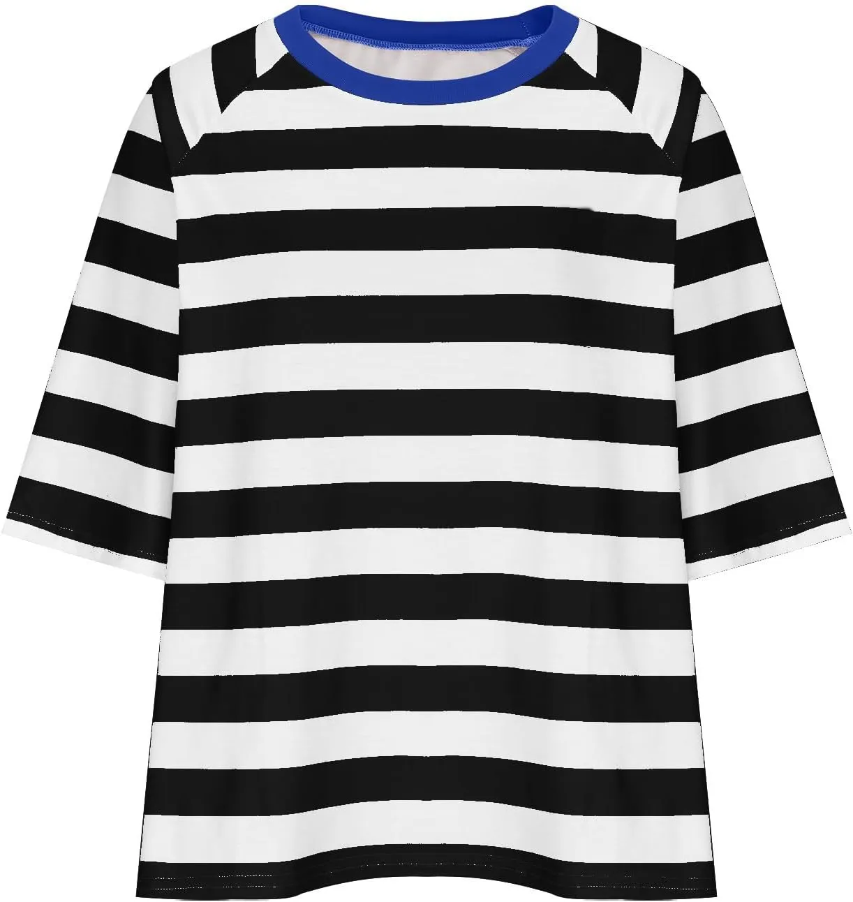 Women Striped Color Block T-Shirts Oversized Baggy Crew Neck Basic Cotton Preppy Shirt 3/4 Sleeve Casual Fall Tops