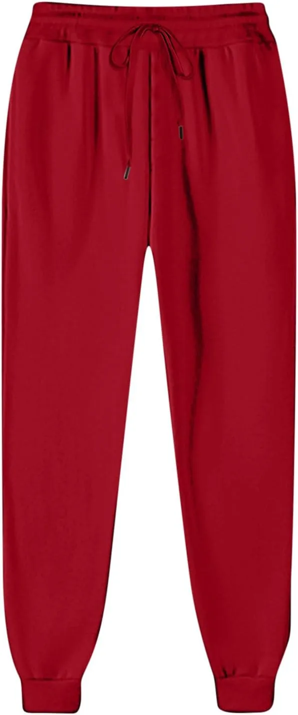 Women Sweatpants Lounge High Waisted Jogger Sweat Pants Baggy Drawstring Elastic Straight Leg Bottoms Trousers