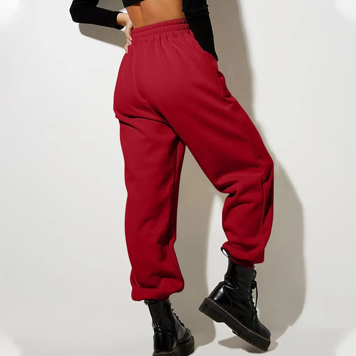Women Sweatpants Lounge High Waisted Jogger Sweat Pants Baggy Drawstring Elastic Straight Leg Bottoms Trousers