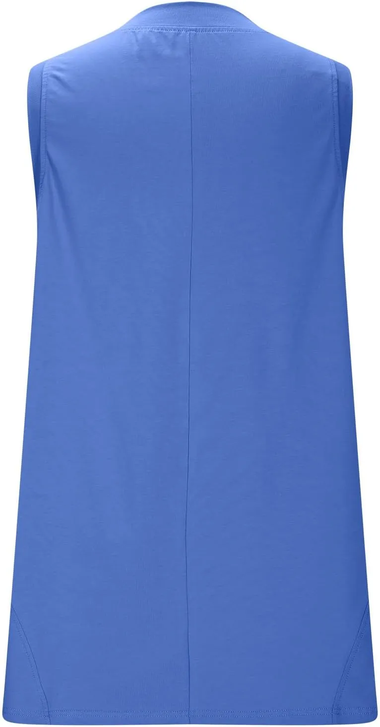 Women Tank Tops Summer Deep V Neck Sleeveless Ruched Side Slit Shirts Casual Fashion Loose Fit Athletic Gym Blouse