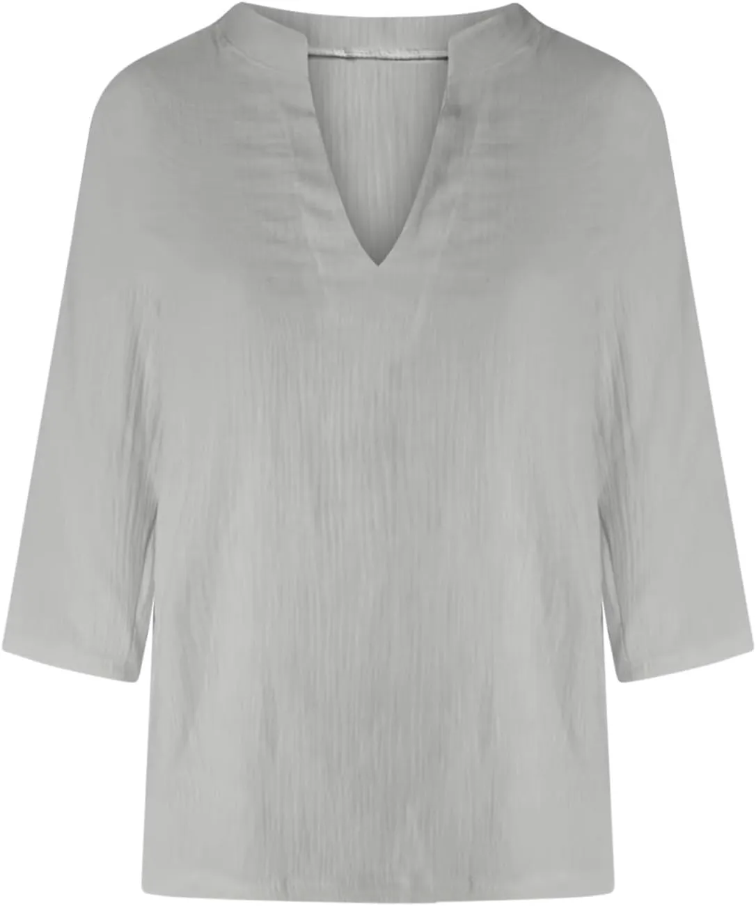 Women V Neck Stand Collar Tunic Tops Summer Cotton Linen 3/4 Sleeve Casual Loose Fit T-Shirts Dressy Basic Office Work Blouse