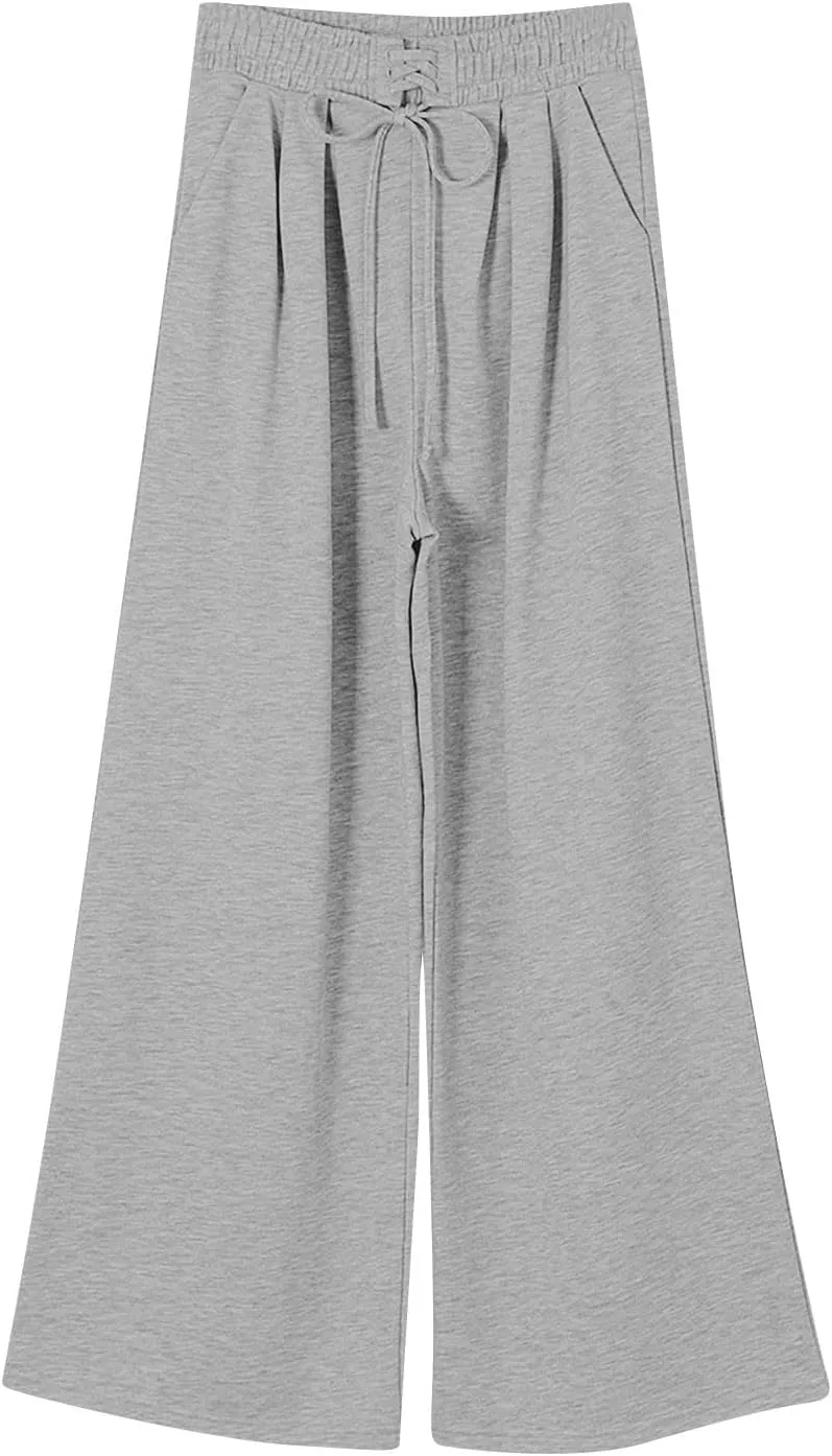 Women Wide Leg Sweatpants Fleece Fashion Loose Pants Full Length Oversized Lounge Joggers Baggy Solid Color Pants