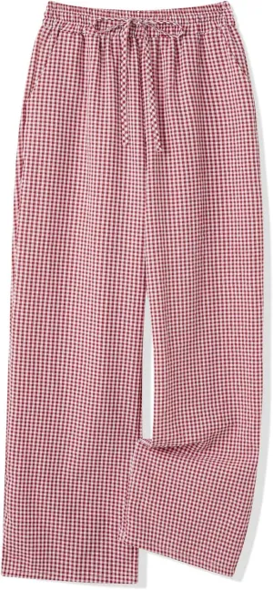 Women Y2K Plaid Wide Leg Pants High Waist Elastic Waist Baggy Casual Pants Loose Trousers Trendy Sweatpants Bottoms
