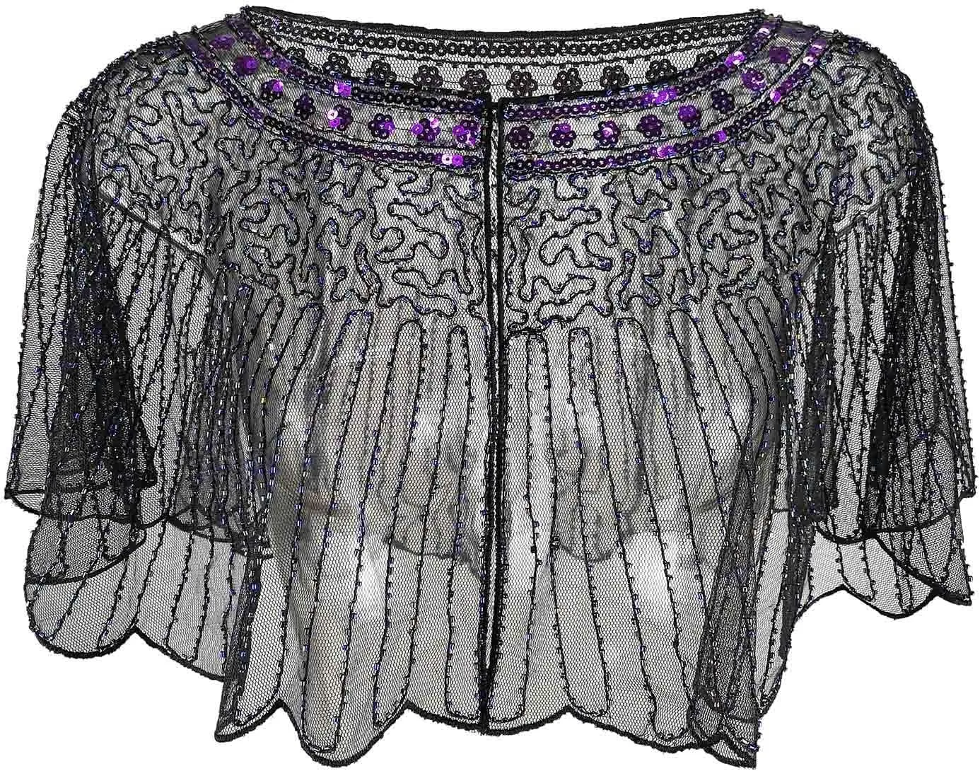 Womens 1920S Shawl Vintage Sequin Mesh Gown Shawl Beaded Shawls Evening Dresses Shawls Bridal Cape Flapper Cover Up
