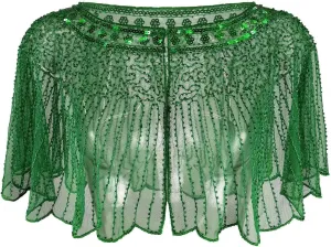 Womens 1920S Shawl Vintage Sequin Mesh Gown Shawl Beaded Shawls Evening Dresses Shawls Bridal Cape Flapper Cover Up