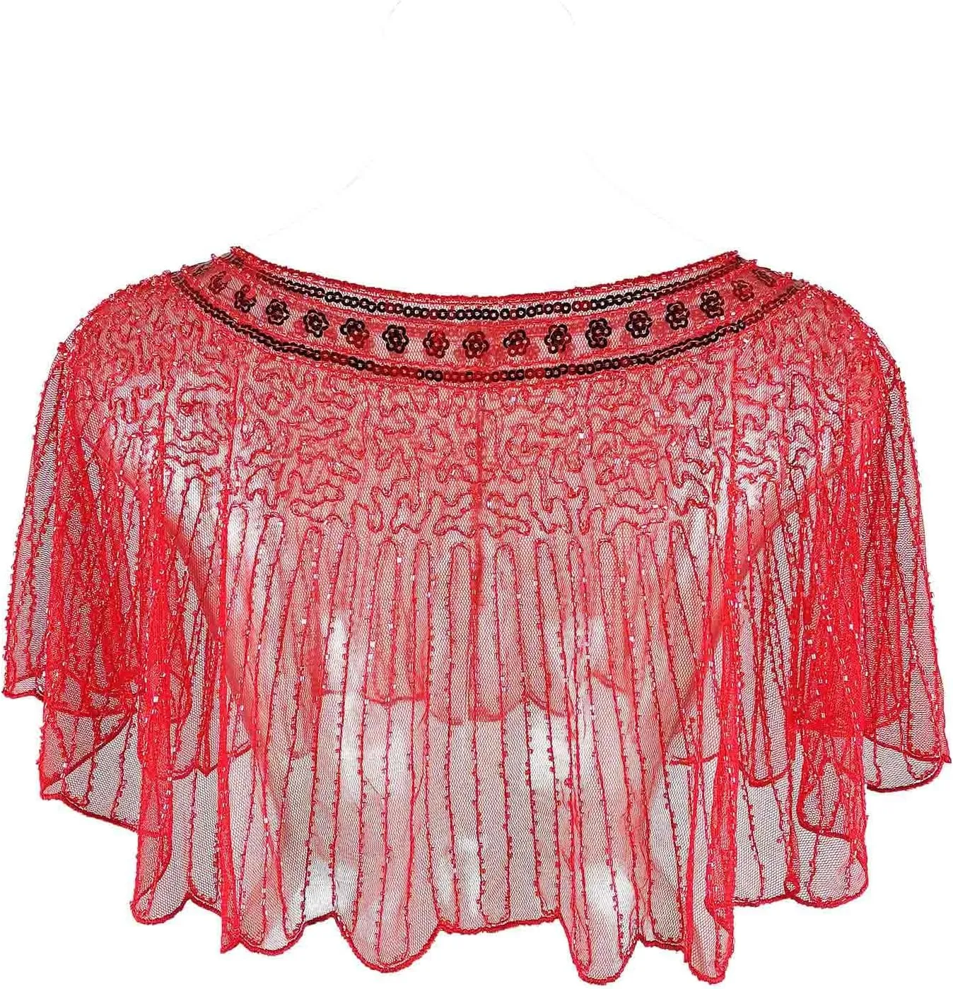 Womens 1920S Shawl Vintage Sequin Mesh Gown Shawl Beaded Shawls Evening Dresses Shawls Bridal Cape Flapper Cover Up