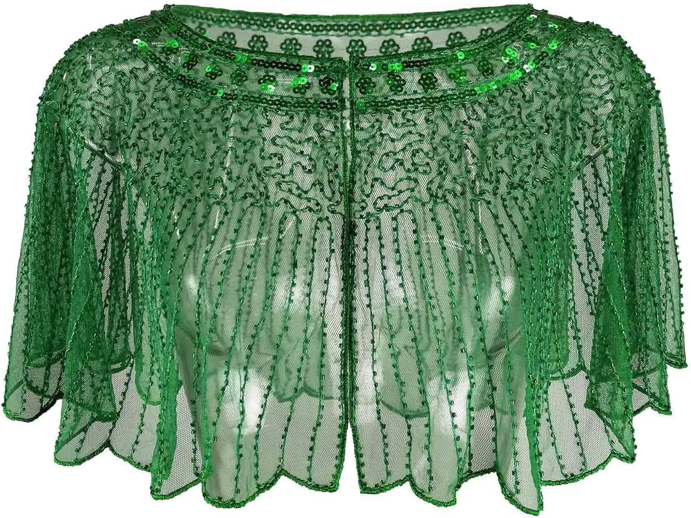 Womens 1920S Shawl Vintage Sequin Mesh Gown Shawl Beaded Shawls Evening Dresses Shawls Bridal Cape Flapper Cover Up