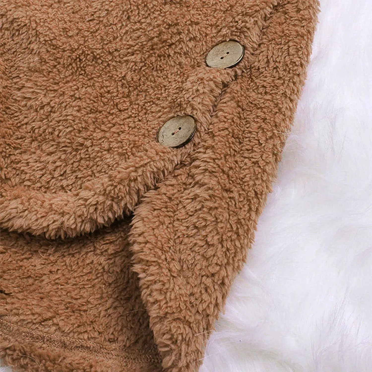 Women's 2024 Winter Fuzzy Fleece Hooded Cardigans Jacket Sherpa Long Sleeve Button Down Coats Outerwear with Pockets
