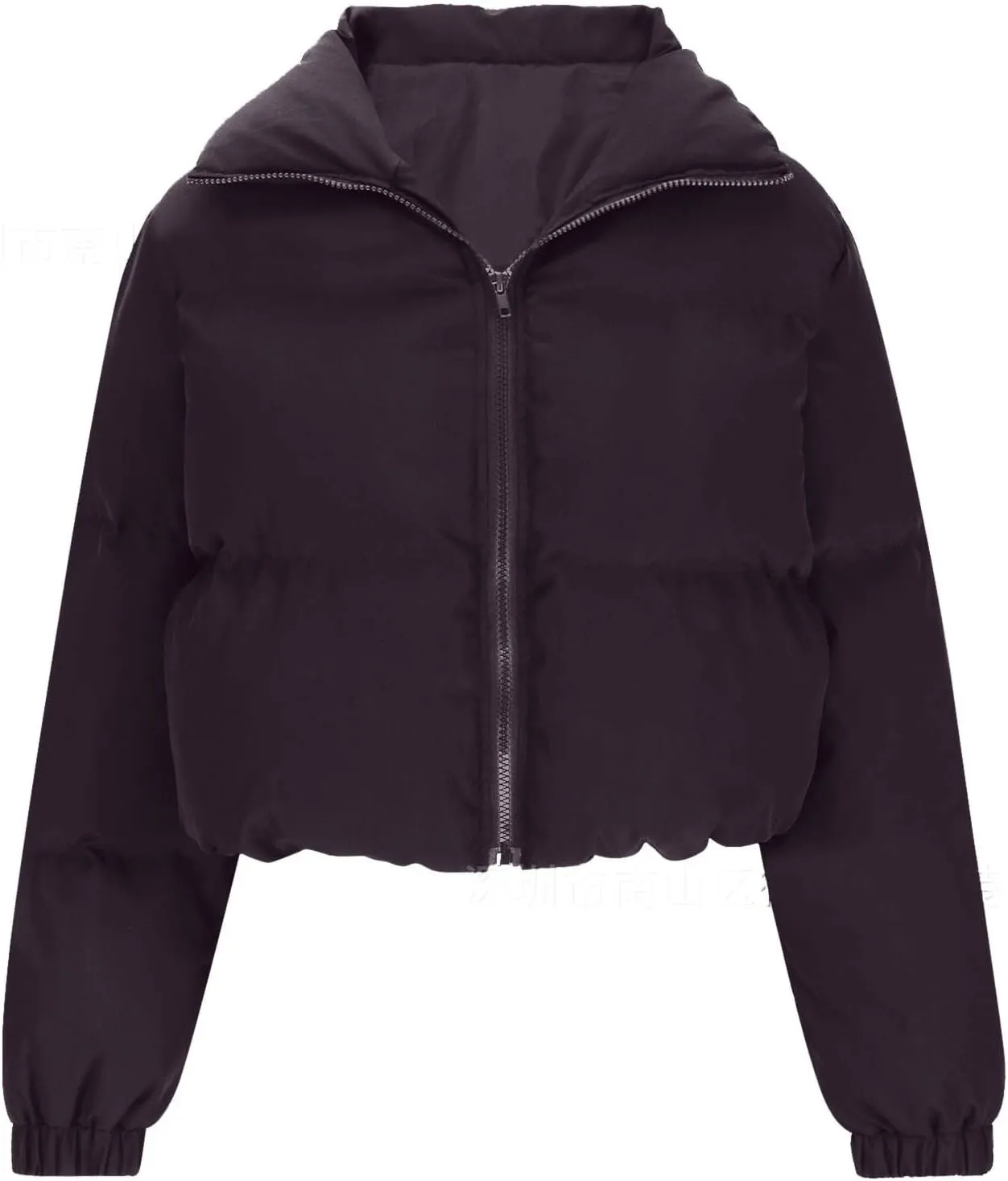 Women's 2024 Winter Long Sleeve Zip Cropped Puffer Jacket Parkas Pockets Baggy Short Down Coats Warm Quilted Jacket