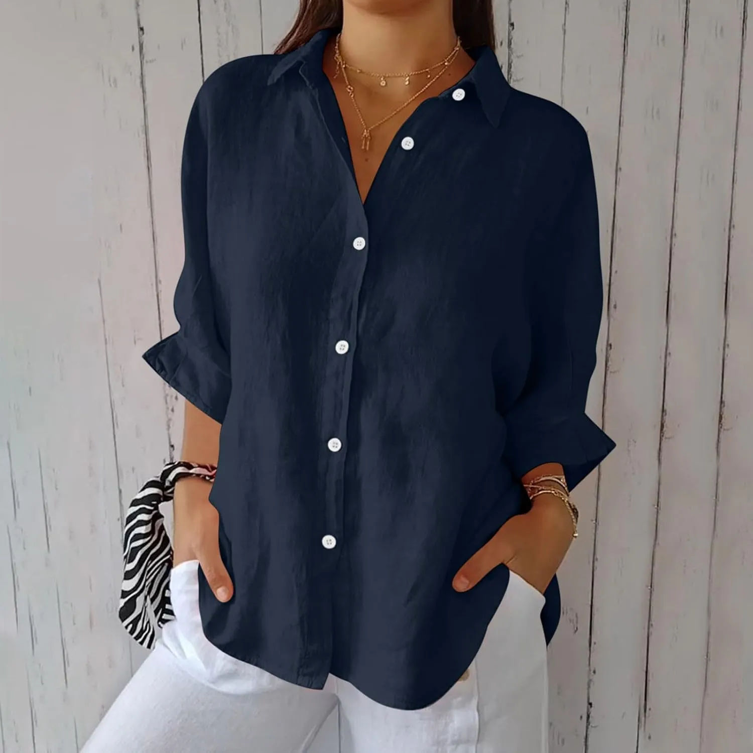 Womens Button Down Shirt Cotton Linen Lapel Tops Spring Summer Going Out Blouse 2025 Dressy Casual Loose Fit T Shirt