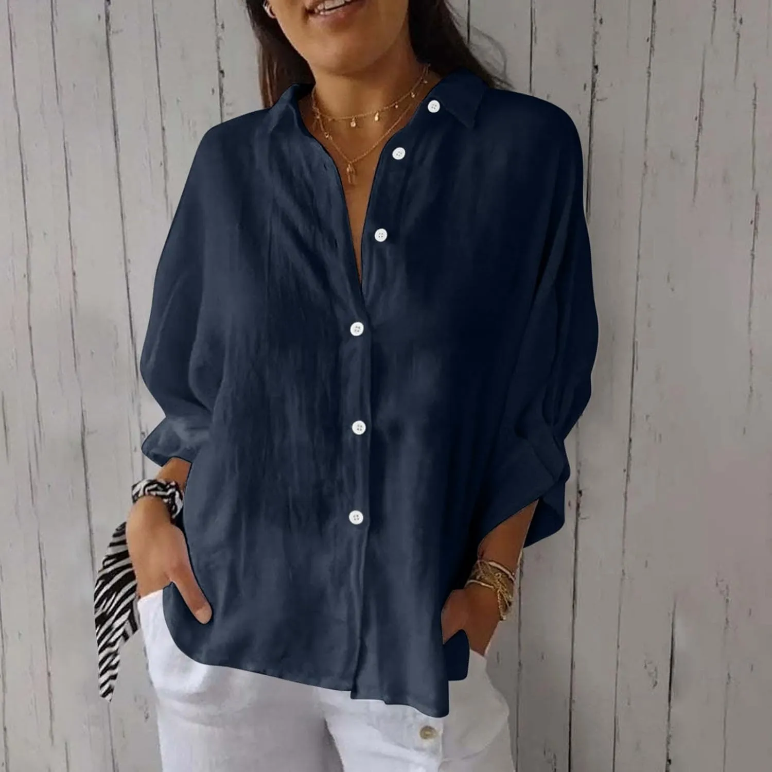 Womens Button Down Shirt Cotton Linen Lapel Tops Spring Summer Going Out Blouse 2025 Dressy Casual Loose Fit T Shirt