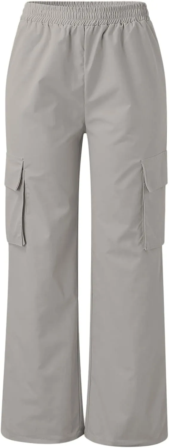 Womens Cargo Pants Casual High Waisted Straight Leg Baggy Trousers Wide Leg Pant Y2k Loose Workout Bottoms with Pocket